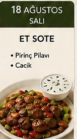 Et Sote - Florya Catering House örnek menü