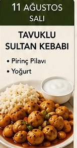 Tavuklu Sultan Kebabı - Florya Catering House örnek menü